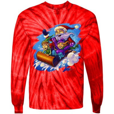 Santa Sleigh Tie-Dye Long Sleeve Shirt