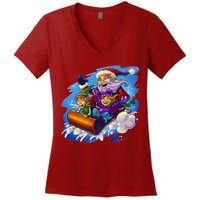 Santa Sleigh Women's V-Neck T-Shirt