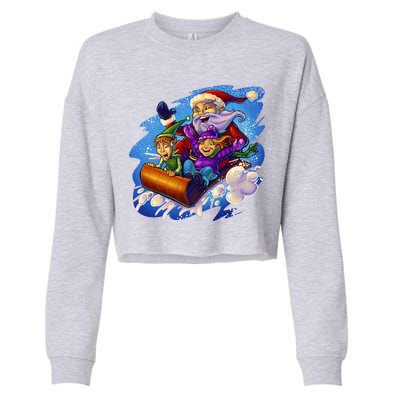 Santa Sleigh Cropped Pullover Crew