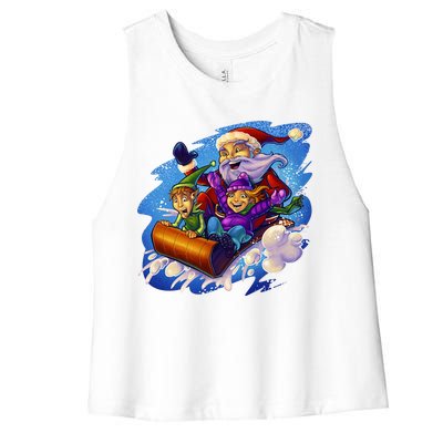 Santa Sleigh Women's Racerback Cropped Tank