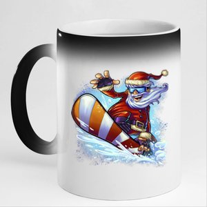 Santa Snowboard 11oz Black Color Changing Mug