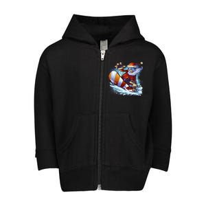 Santa Snowboard Toddler Zip Fleece Hoodie