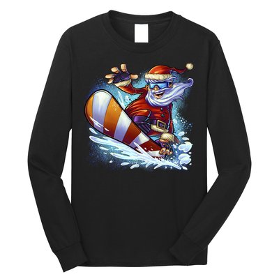 Santa Snowboard Long Sleeve Shirt