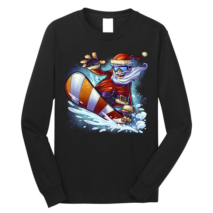 Santa Snowboard Long Sleeve Shirt