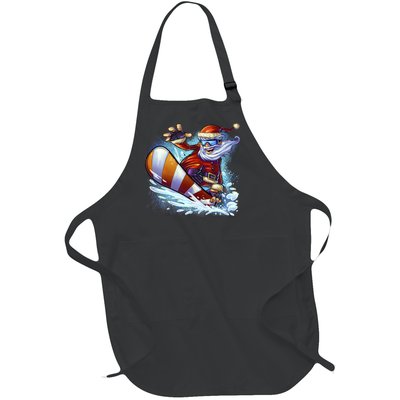 Santa Snowboard Full-Length Apron With Pockets