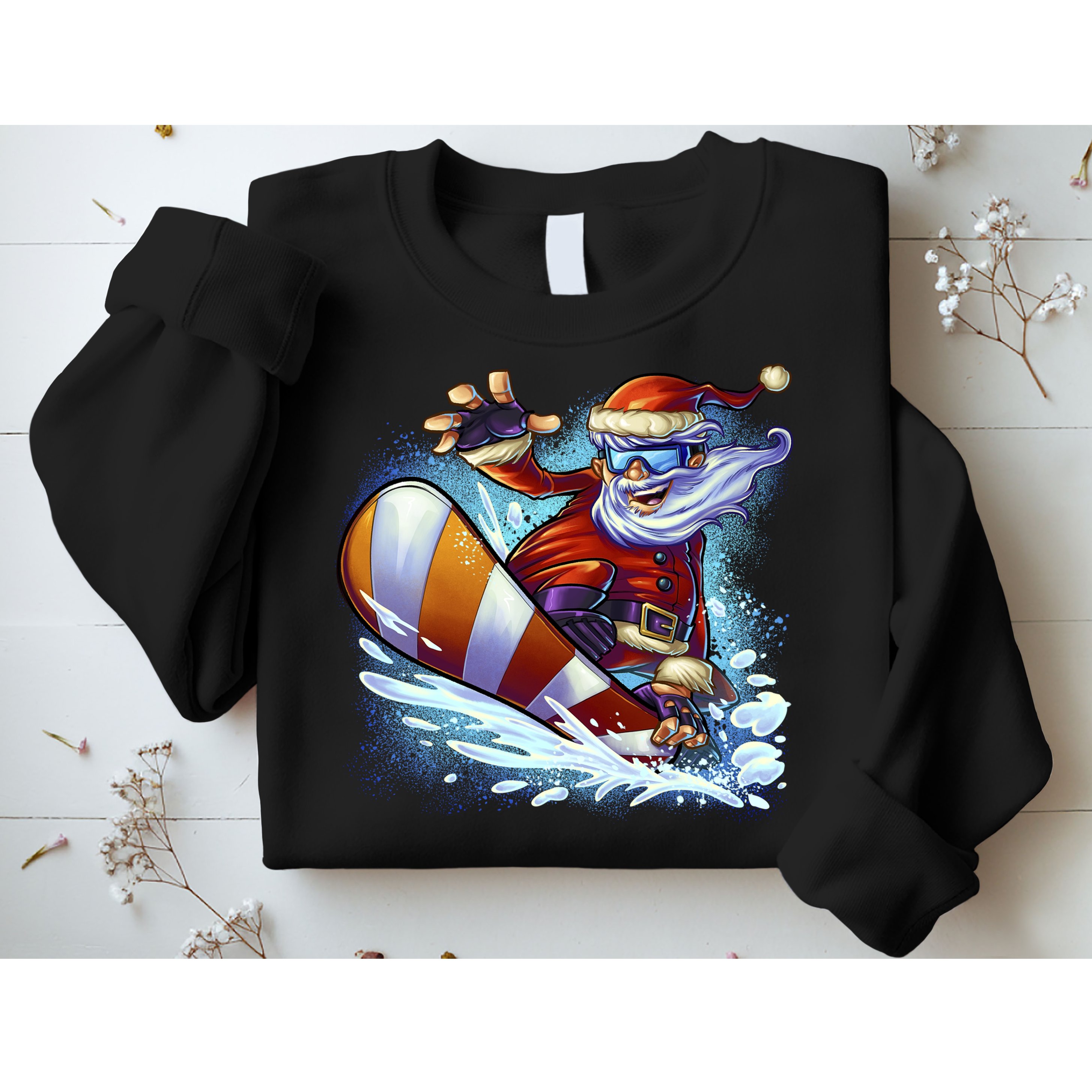 Santa Snowboard Sweatshirt