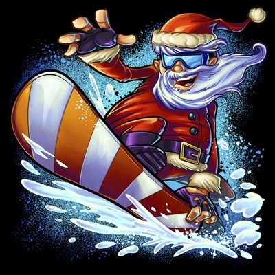 Santa Snowboard T-Shirt