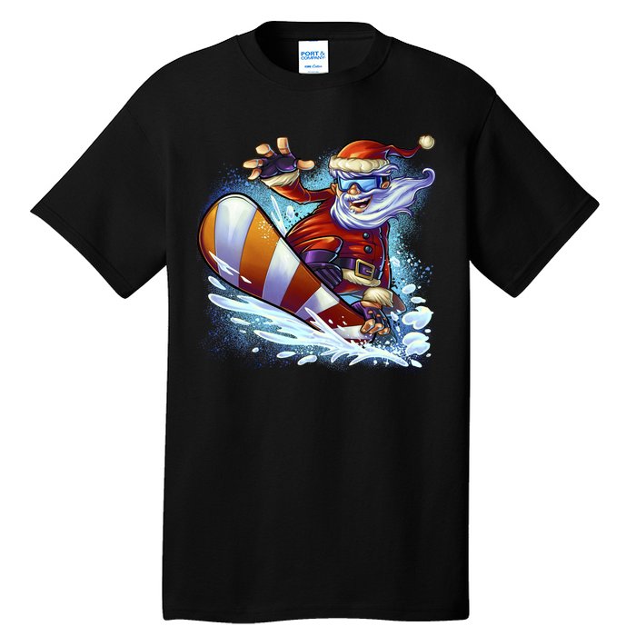 Santa Snowboard Tall T-Shirt