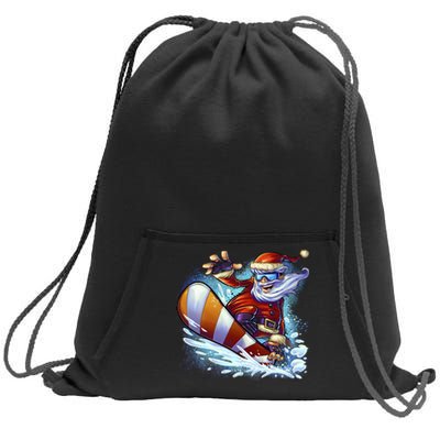 Santa Snowboard Sweatshirt Cinch Pack Bag