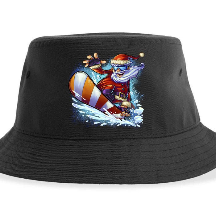 Santa Snowboard Sustainable Bucket Hat