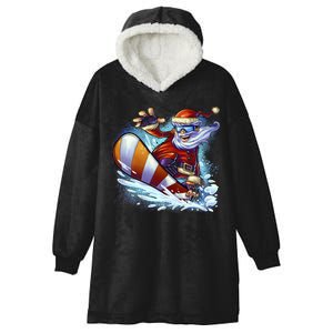 Santa Snowboard Hooded Wearable Blanket