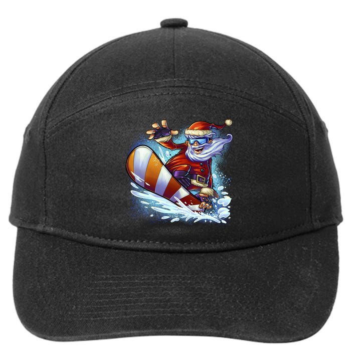 Santa Snowboard 7-Panel Snapback Hat