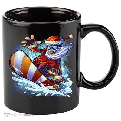 Santa Snowboard 11oz C Handle Ceramic Mug