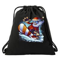 Santa Snowboard Drawstring Bag