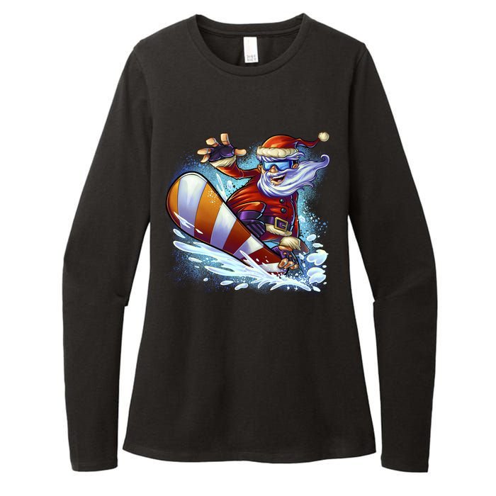 Santa Snowboard Womens CVC Long Sleeve Shirt