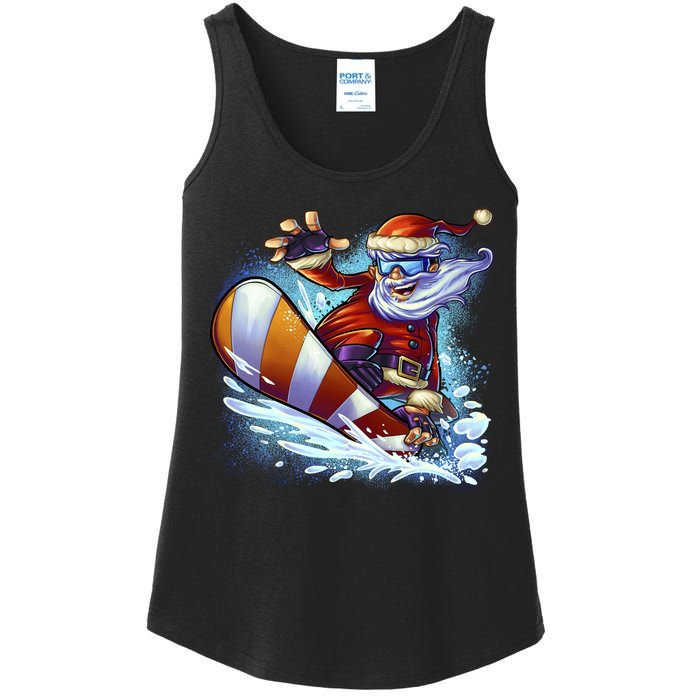 Santa Snowboard Ladies Essential Tank