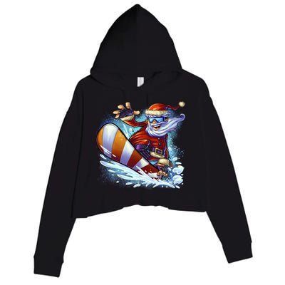 Santa Snowboard Crop Fleece Hoodie