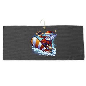 Santa Snowboard Large Microfiber Waffle Golf Towel