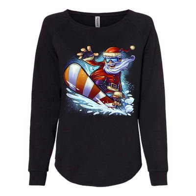 Santa Snowboard Womens California Wash Sweatshirt