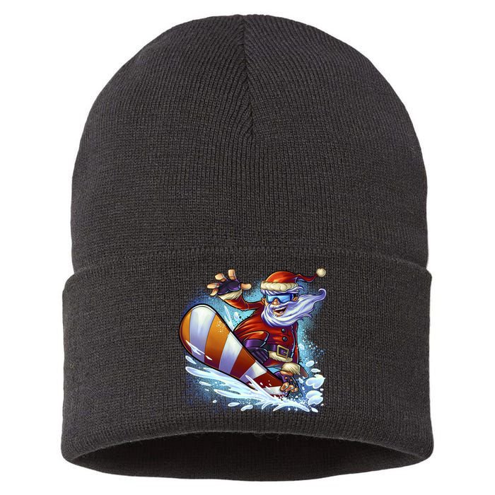 Santa Snowboard Sustainable Knit Beanie