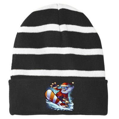 Santa Snowboard Striped Beanie with Solid Band