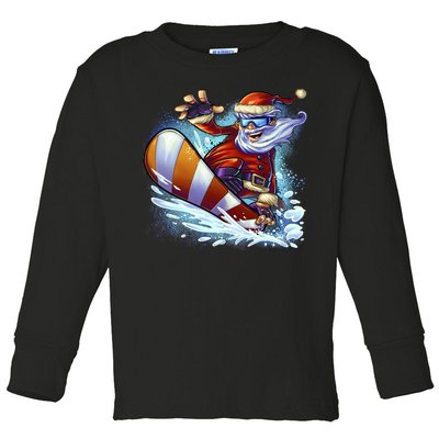 Santa Snowboard Toddler Long Sleeve Shirt