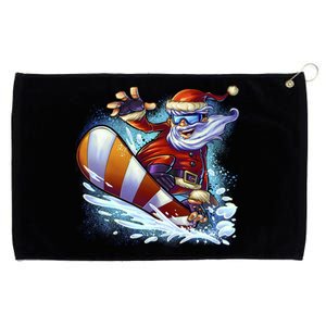 Santa Snowboard Grommeted Golf Towel