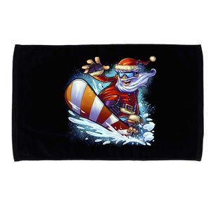 Santa Snowboard Microfiber Hand Towel