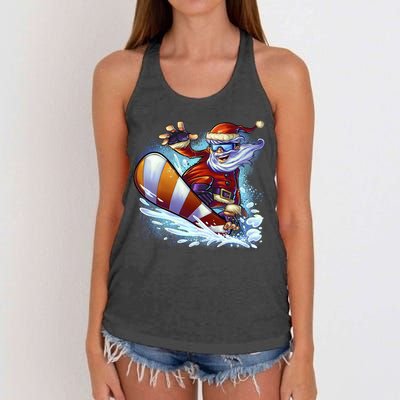 Santa Snowboard Women's Knotted Racerback Tank