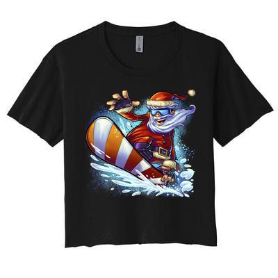 Santa Snowboard Women's Crop Top Tee