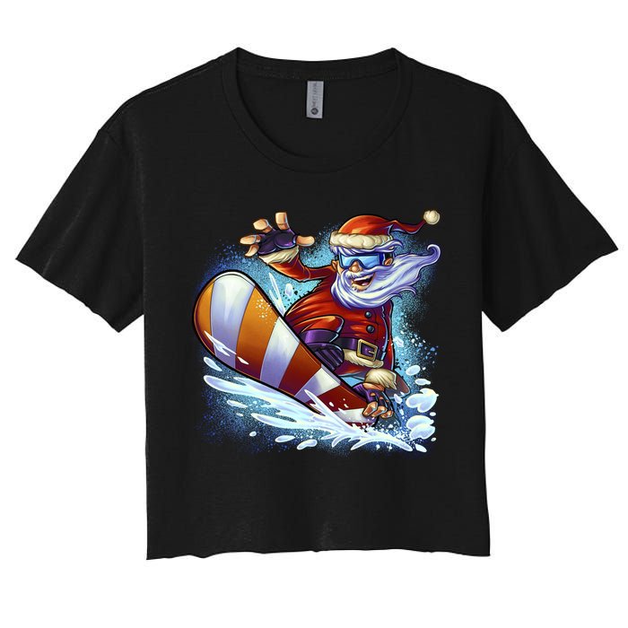 Santa Snowboard Women's Crop Top Tee