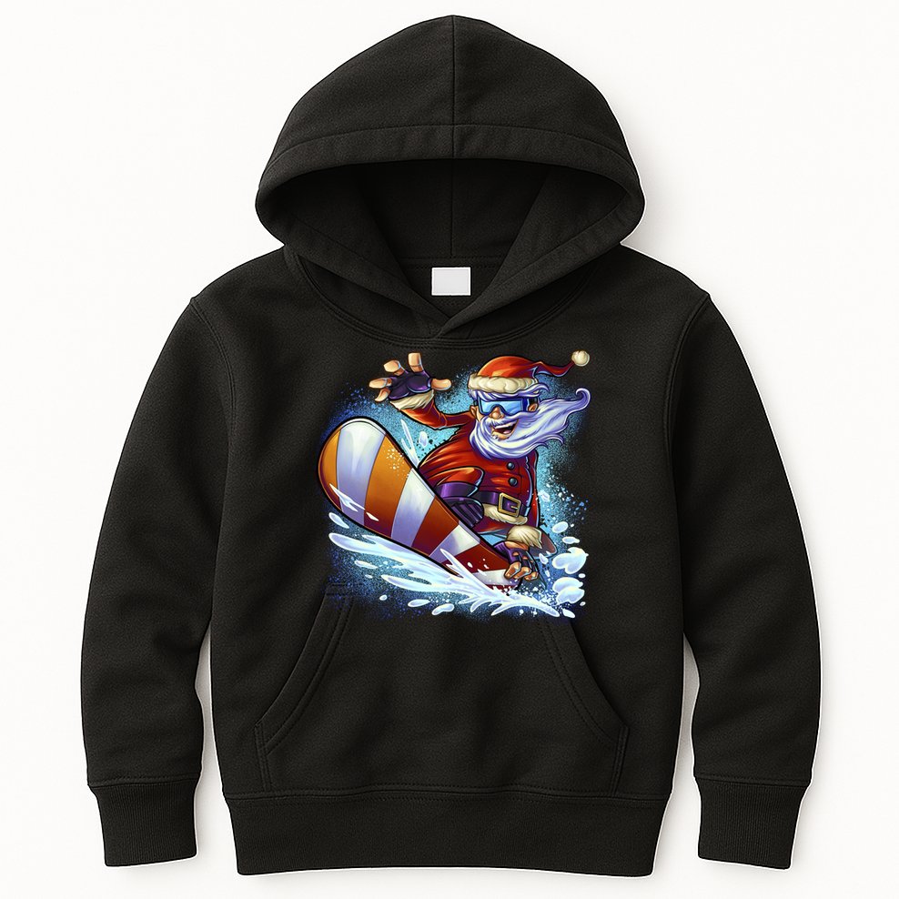 Santa Snowboard Kids Hoodie