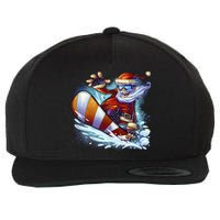 Santa Snowboard Wool Snapback Cap