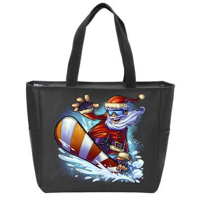 Santa Snowboard Zip Tote Bag