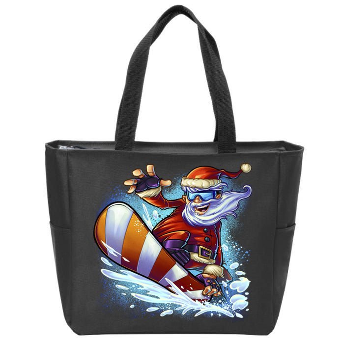 Santa Snowboard Zip Tote Bag