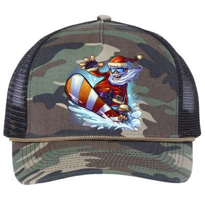 Santa Snowboard Retro Rope Trucker Hat Cap