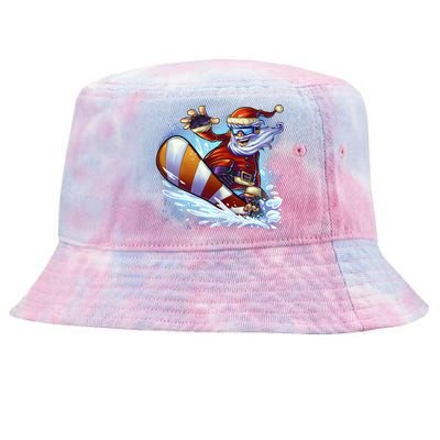 Santa Snowboard Tie-Dyed Bucket Hat