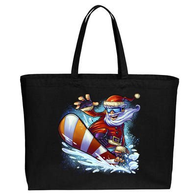 Santa Snowboard Cotton Canvas Jumbo Tote