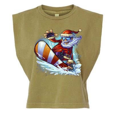 Santa Snowboard Garment-Dyed Women's Muscle Tee