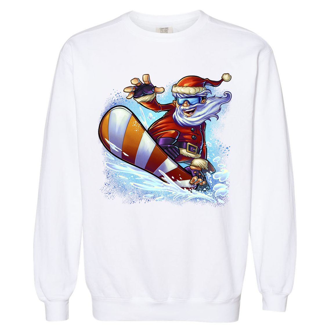 Santa Snowboard Garment-Dyed Sweatshirt