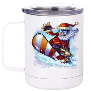 Santa Snowboard 12 oz Stainless Steel Tumbler Cup