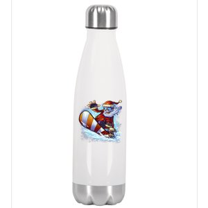 Santa Snowboard Stainless Steel Insulated Water Bottle