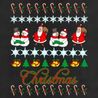 Santa Snowman Ugly Christmas Sweater 7 Panel Mesh Trucker Snapback Hat