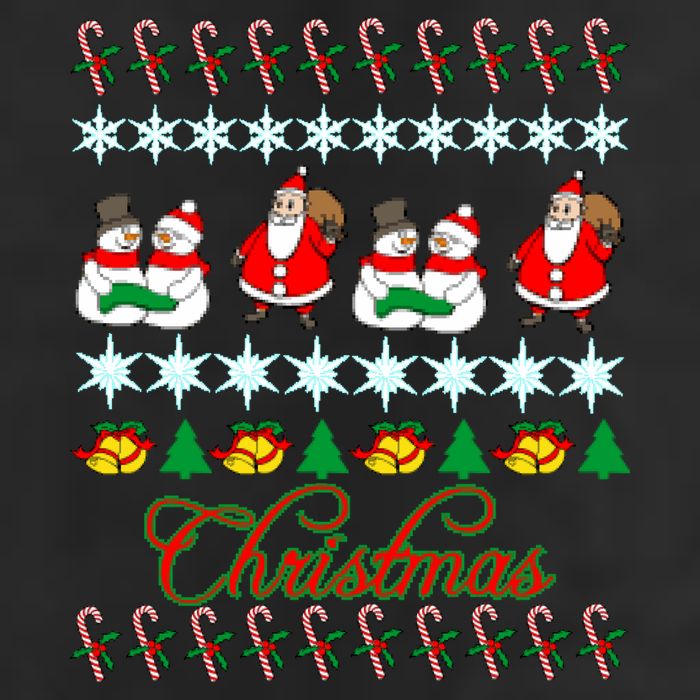 Santa Snowman Ugly Christmas Sweater 7 Panel Mesh Trucker Snapback Hat