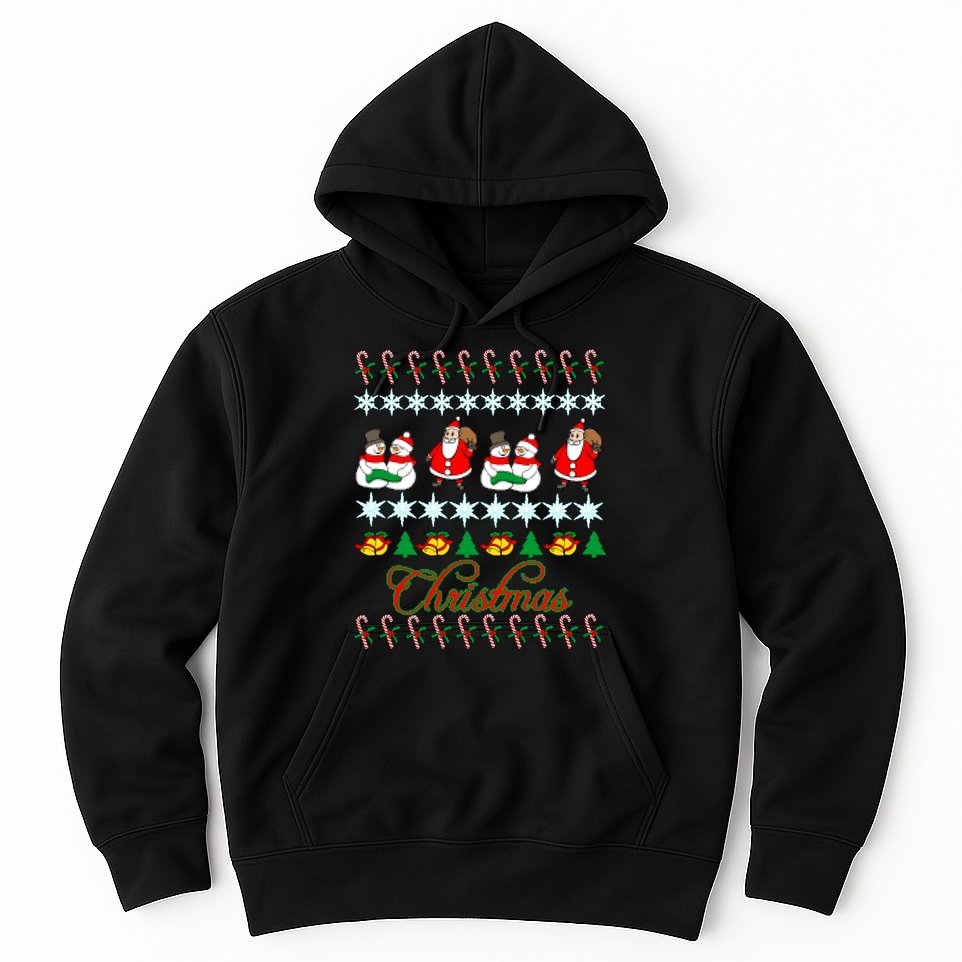 Santa Snowman Ugly Christmas Sweater Hoodie