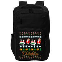 Santa Snowman Ugly Christmas Sweater Impact Tech Backpack