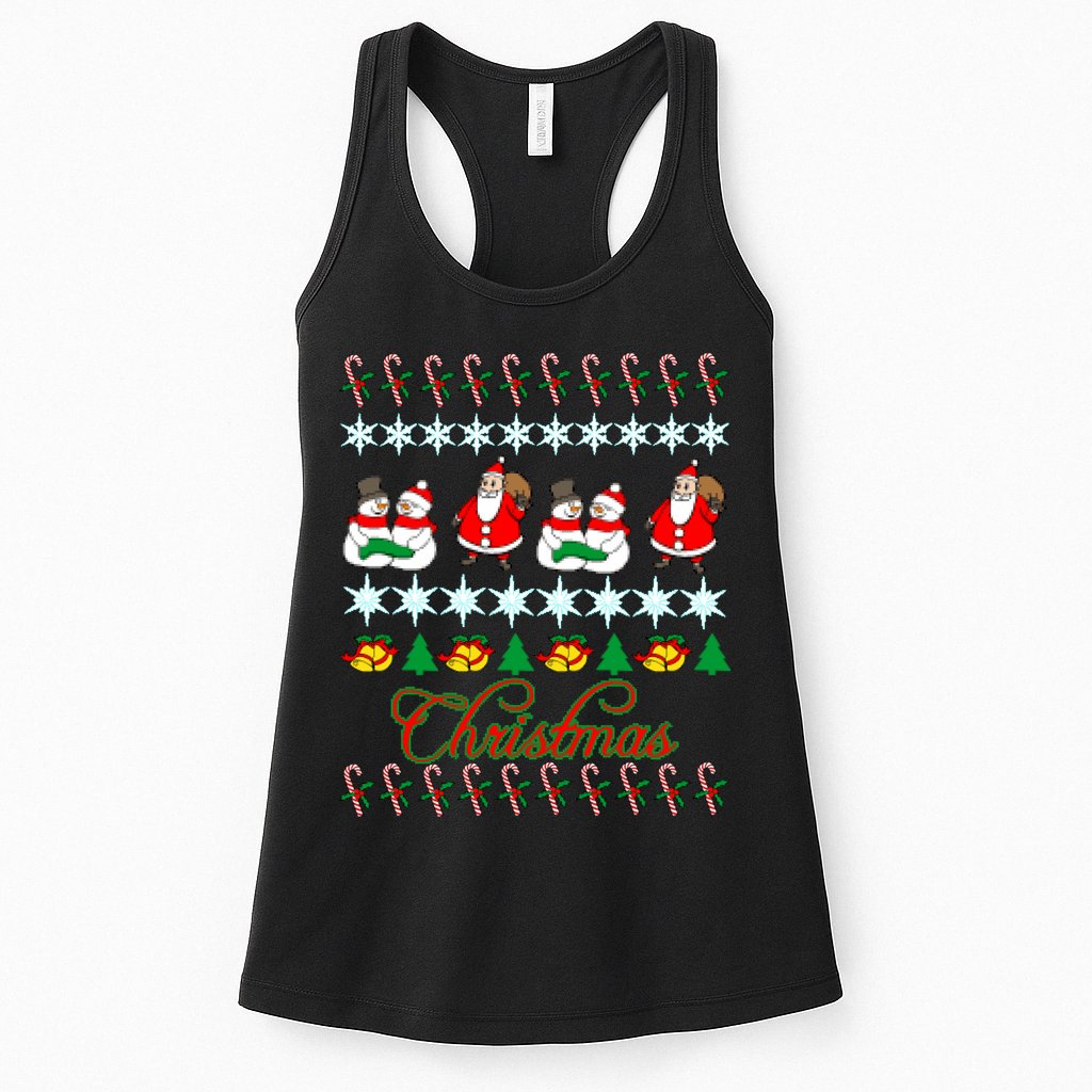 Santa Snowman Ugly Christmas Sweater Womens Tank Top