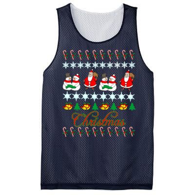 Santa Snowman Ugly Christmas Sweater Mesh Reversible Basketball Jersey Tank