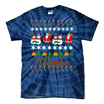 Santa Snowman Ugly Christmas Sweater Tie-Dye T-Shirt