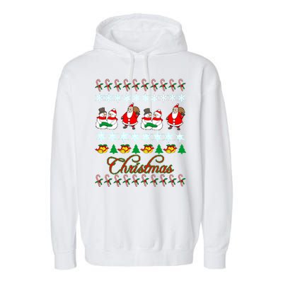 Santa Snowman Ugly Christmas Sweater Garment-Dyed Fleece Hoodie